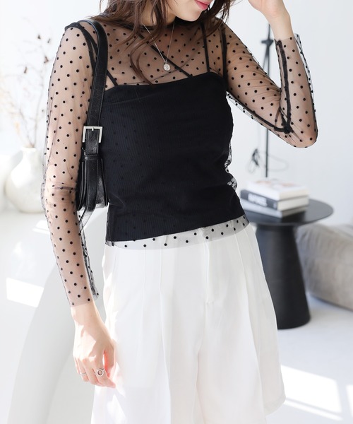 LAFFMO（ラフモ）の「ドットデザインシースルートップス（その他トップス・レディース・ブラック/ベージュ・F）」の5枚目の写真