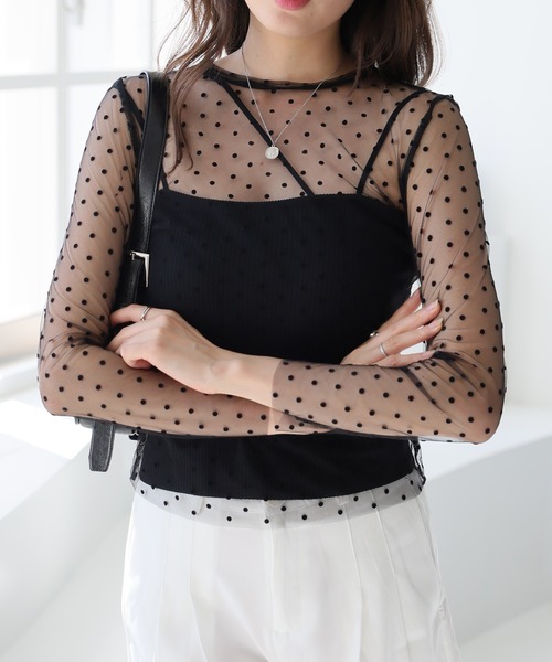 LAFFMO（ラフモ）の「ドットデザインシースルートップス（その他トップス・レディース・ブラック/ベージュ・F）」の11枚目の写真