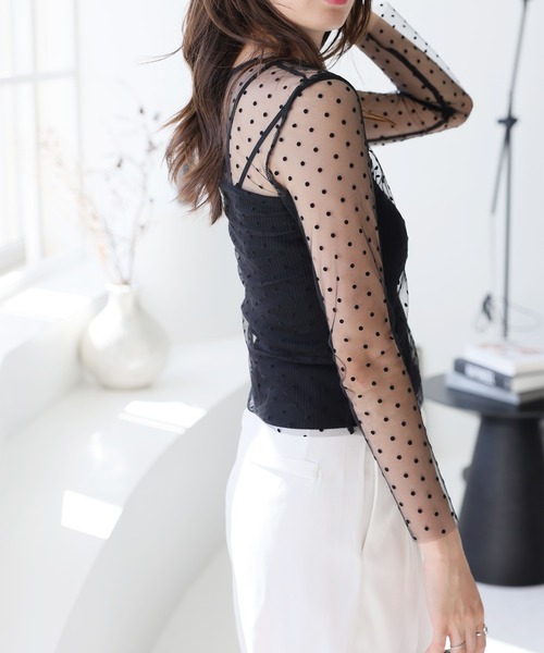 LAFFMO（ラフモ）の「ドットデザインシースルートップス（その他トップス・レディース・ブラック/ベージュ・F）」の13枚目の写真