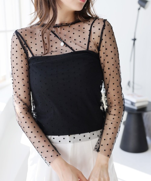 LAFFMO（ラフモ）の「ドットデザインシースルートップス（その他トップス・レディース・ブラック/ベージュ・F）」の14枚目の写真