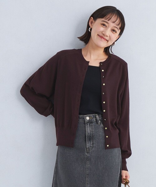 green label relaxing（グリーンレーベルリラクシング）の「EVERY エブリィ ニット クルーネック 2WAY カーディガン -ウォッシャブル-（カーディガン/ボレロ・レディース・グレー/ブラック/ライトブルー/ダークブラウン/レッド/ダークグレー/ロイヤルブルー・FREE）」の4枚目の写真