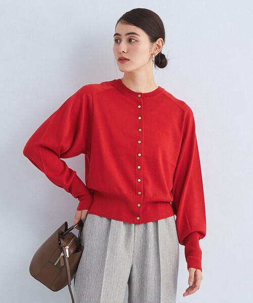 green label relaxing（グリーンレーベルリラクシング）の「EVERY エブリィ ニット クルーネック 2WAY カーディガン -ウォッシャブル-（カーディガン/ボレロ・レディース・グレー/ブラック/ライトブルー/ダークブラウン/レッド/ダークグレー/ロイヤルブルー・FREE）」の7枚目の写真