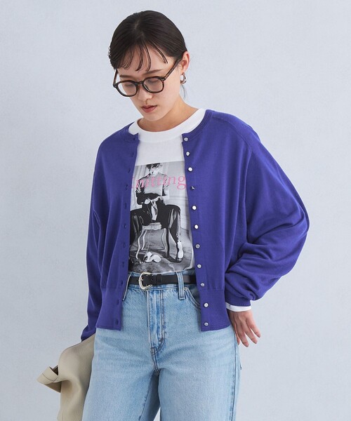 green label relaxing（グリーンレーベルリラクシング）の「EVERY エブリィ ニット クルーネック 2WAY カーディガン -ウォッシャブル-（カーディガン/ボレロ・レディース・グレー/ブラック/ライトブルー/ダークブラウン/レッド/ダークグレー/ロイヤルブルー・FREE）」の6枚目の写真