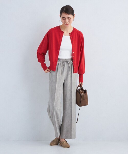 green label relaxing（グリーンレーベルリラクシング）の「EVERY エブリィ ニット クルーネック 2WAY カーディガン -ウォッシャブル-（カーディガン/ボレロ・レディース・グレー/ブラック/ライトブルー/ダークブラウン/レッド/ダークグレー/ロイヤルブルー・FREE）」の9枚目の写真