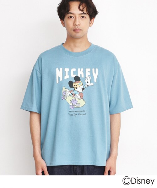 Disney（ディズニー）の「◆【DISNEY/親子リンク】ミッキーマウス　ディズニー半袖Ｔシャツ（Tシャツ/カットソー・メンズ・ホワイト系3/サックスブルー系・02/03）」の3枚目の写真