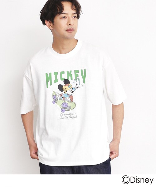 Disney（ディズニー）の「◆【DISNEY/親子リンク】ミッキーマウス　ディズニー半袖Ｔシャツ（Tシャツ/カットソー・メンズ・ホワイト系3/サックスブルー系・02/03）」の11枚目の写真