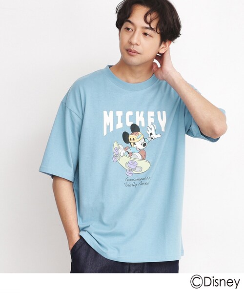 Disney（ディズニー）の「◆【DISNEY/親子リンク】ミッキーマウス　ディズニー半袖Ｔシャツ（Tシャツ/カットソー・メンズ・ホワイト系3/サックスブルー系・02/03）」の7枚目の写真