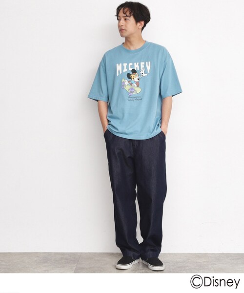 Disney（ディズニー）の「◆【DISNEY/親子リンク】ミッキーマウス　ディズニー半袖Ｔシャツ（Tシャツ/カットソー・メンズ・ホワイト系3/サックスブルー系・02/03）」の5枚目の写真