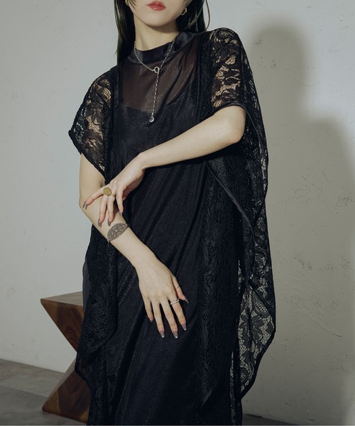 Yukko×Ezick Swing raffle アシメレースドレス ワンピース セール】【 Yukko×Ezick 】Swing raffle アシメレースドレス