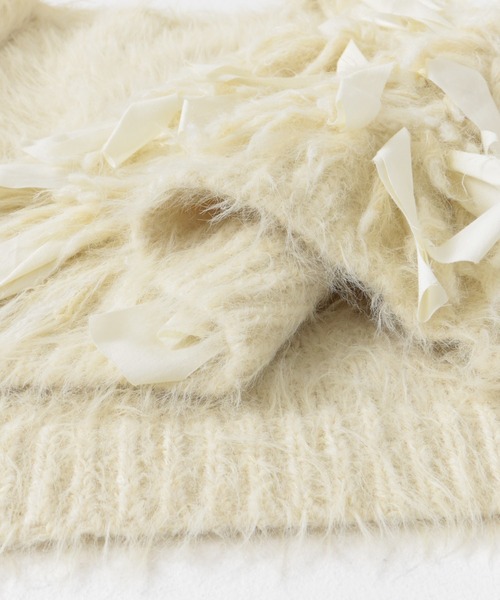 KBF（ケイビーエフ）の「シャギーニットリボンベスト（ベスト・レディース・アイボリー/チャコールグレー・ONE）」の22枚目の写真