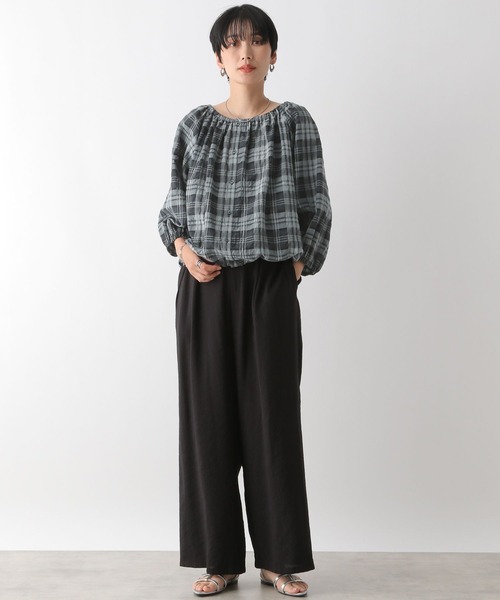 LEPSIM(レプシィム)の「マルチWAYチェックブラウス 130286(シャツ/ブラウス・レディース・ホワイト×ブラック/グリーン・FREE)」の6枚目の写真