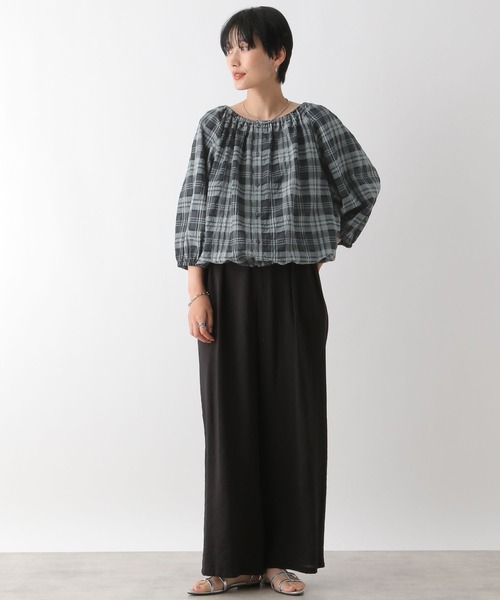 LEPSIM(レプシィム)の「マルチWAYチェックブラウス 130286(シャツ/ブラウス・レディース・ホワイト×ブラック/グリーン・FREE)」の7枚目の写真