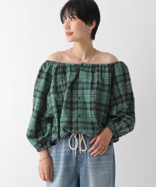 LEPSIM(レプシィム)の「マルチWAYチェックブラウス 130286(シャツ/ブラウス・レディース・ホワイト×ブラック/グリーン・FREE)」の11枚目の写真