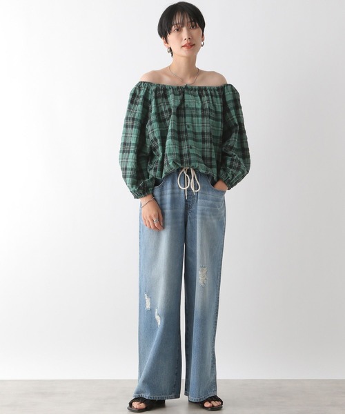 LEPSIM(レプシィム)の「マルチWAYチェックブラウス 130286(シャツ/ブラウス・レディース・ホワイト×ブラック/グリーン・FREE)」の12枚目の写真