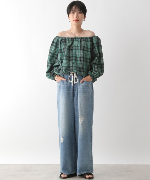 LEPSIM(レプシィム)の「マルチWAYチェックブラウス 130286(シャツ/ブラウス・レディース・ホワイト×ブラック/グリーン・FREE)」の13枚目の写真