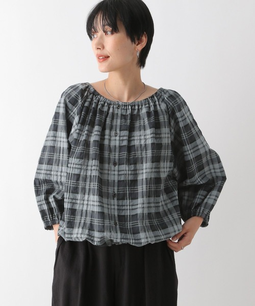 LEPSIM(レプシィム)の「マルチWAYチェックブラウス 130286(シャツ/ブラウス・レディース・ホワイト×ブラック/グリーン・FREE)」の3枚目の写真