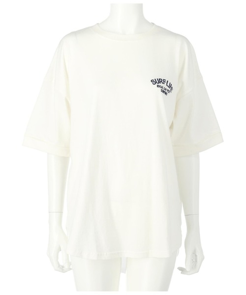 anap mimpi（アナップミンピ）の「サーフ フロッキー刺繍 コットン ビッグ Tシャツ 半袖（Tシャツ/カットソー・レディース・ブラック/オフホワイト・FREE）」の16枚目の写真