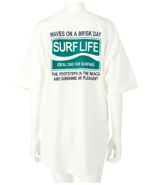 anap mimpi（アナップミンピ）の「サーフ フロッキー刺繍 コットン ビッグ Tシャツ 半袖（Tシャツ/カットソー・レディース・ブラック/オフホワイト・FREE）」の17枚目の写真