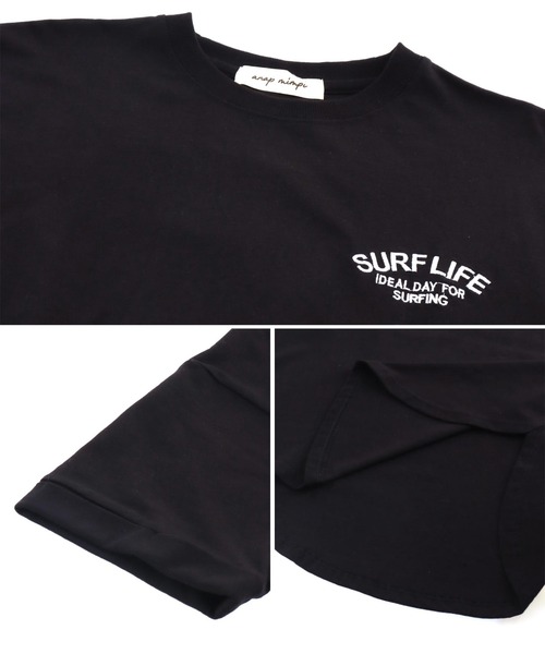 anap mimpi（アナップミンピ）の「サーフ フロッキー刺繍 コットン ビッグ Tシャツ 半袖（Tシャツ/カットソー・レディース・ブラック/オフホワイト・FREE）」の21枚目の写真