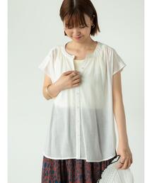 Lugnoncure | 楊柳ストライプフレンチ袖ブラウス(シャツ/ブラウス)