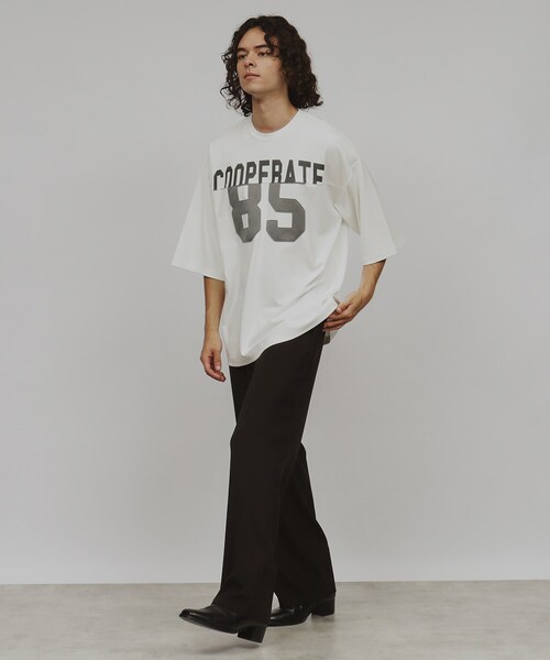 tk.TAKEO KIKUCHI(ティーケータケオキクチ)の「◆ナンバリングペイストTシャツ(Tシャツ/カットソー・メンズ・オフホワイト/ブラック・03/02)」の8枚目の写真