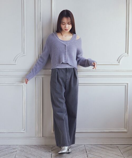 earth music&ecology（アースミュージックアンドエコロジー）の「タックホックデニムパンツ（デニムパンツ・レディース・ブラック/ライトインディゴブルー/ライトグレー・S/M）」の6枚目の写真