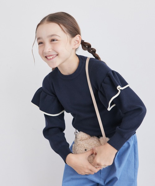 ROPE' PICNIC(ロペピクニック)の「【KIDS】マシュマロフリルニット/リンクコーデ(ニット/セーター・キッズ・ネイビー/ライトグリーン/キナリ・110/120/130/140/150)」の3枚目の写真