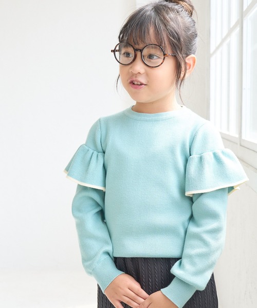 ROPE' PICNIC(ロペピクニック)の「【KIDS】マシュマロフリルニット/リンクコーデ(ニット/セーター・キッズ・ネイビー/ライトグリーン/キナリ・110/120/130/140/150)」の1枚目の写真