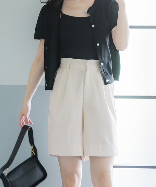 ★新品未使用★CITYSHOP タックハーフパンツ セール】【WEB限定セール】上品ストレッチタックハーフパンツ