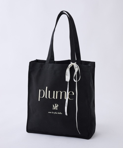 one after another NICE CLAUP（ワンアフターアナザーナイスクラップ）の「【plume】リボン付きキャンバストートバッグ（トートバッグ・レディース・ブラック/ピンク/アイボリー・FREE）」の5枚目の写真