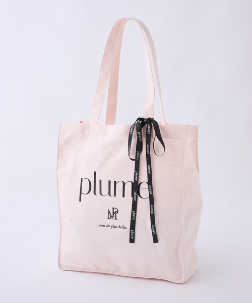 one after another NICE CLAUP（ワンアフターアナザーナイスクラップ）の「【plume】リボン付きキャンバストートバッグ（トートバッグ・レディース・ブラック/ピンク/アイボリー・FREE）」の4枚目の写真