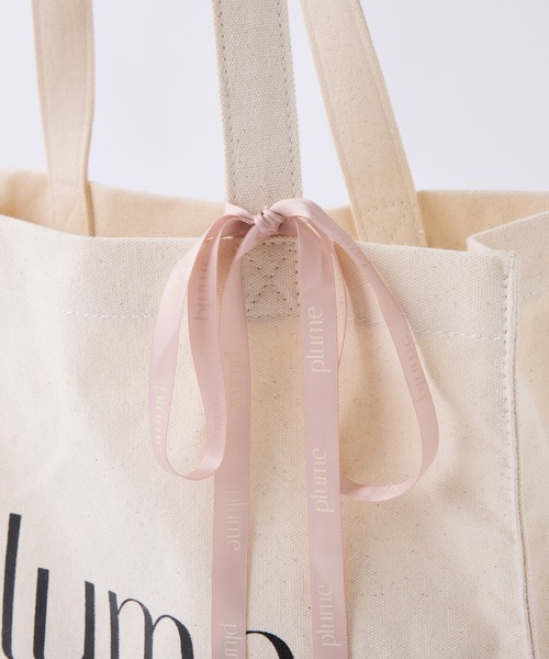 one after another NICE CLAUP（ワンアフターアナザーナイスクラップ）の「【plume】リボン付きキャンバストートバッグ（トートバッグ・レディース・ブラック/ピンク/アイボリー・FREE）」の15枚目の写真
