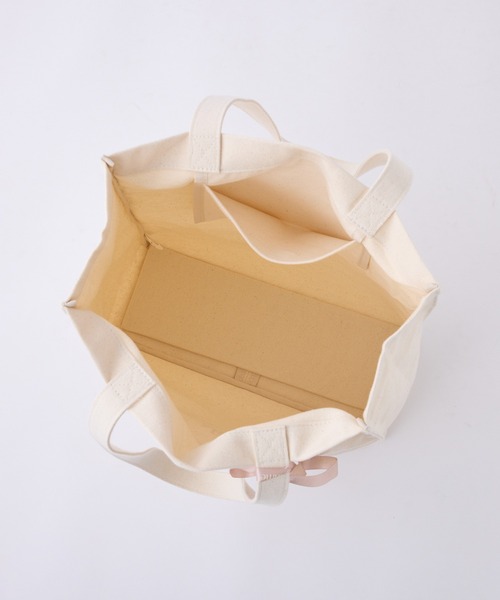 one after another NICE CLAUP（ワンアフターアナザーナイスクラップ）の「【plume】リボン付きキャンバストートバッグ（トートバッグ・レディース・ブラック/ピンク/アイボリー・FREE）」の12枚目の写真