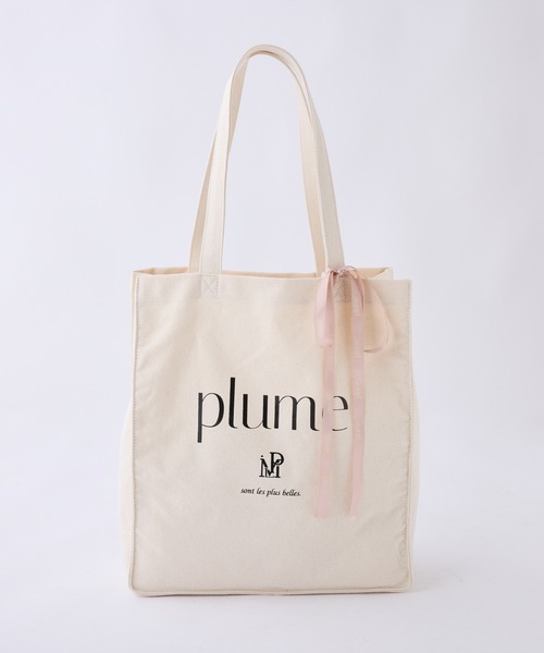 one after another NICE CLAUP（ワンアフターアナザーナイスクラップ）の「【plume】リボン付きキャンバストートバッグ（トートバッグ・レディース・ブラック/ピンク/アイボリー・FREE）」の20枚目の写真