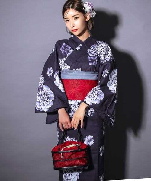 Retica（レティカ）の「浴衣 バッグ フラワー刺繍巾着 かごバッグ かわいい （かごバッグ・レディース・ピンク/ミント/レッド/パープル・FREE）」の10枚目の写真