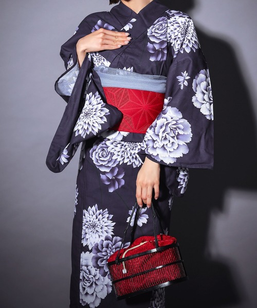 Retica（レティカ）の「浴衣 バッグ フラワー刺繍巾着 かごバッグ かわいい （かごバッグ・レディース・ピンク/ミント/レッド/パープル・FREE）」の9枚目の写真