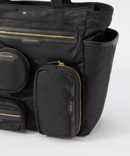 【美品】アニヤハインドマーチ　ナイロンレザートートバッグ ブラック ANYA HINDMARCH（アニヤハインドマーチ）の「ANYA HINDMARCH