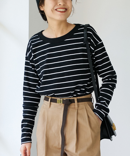 Spick & Span（スピックアンドスパン）の「MAISON CORNICHON / メゾン コルニション ボーダープルオーバー（Tシャツ/カットソー・レディース・ホワイト/ブラック/レッド・FREE）」の3枚目の写真