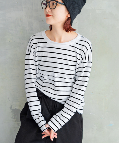 Spick & Span（スピックアンドスパン）の「MAISON CORNICHON / メゾン コルニション ボーダープルオーバー（Tシャツ/カットソー・レディース・ホワイト/ブラック/レッド・FREE）」の22枚目の写真