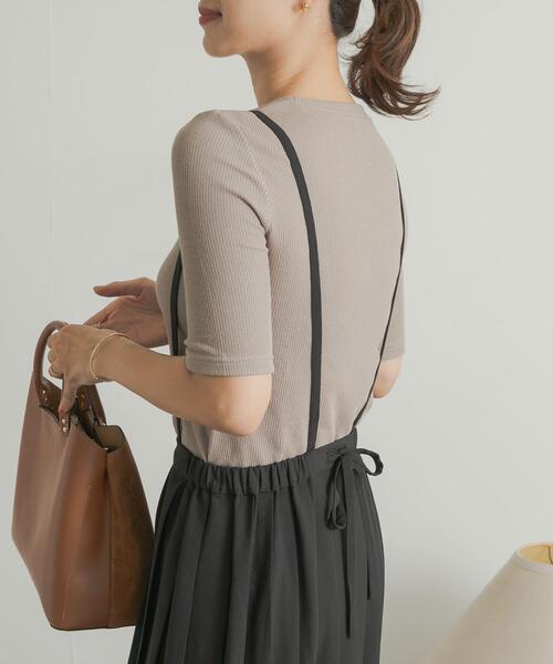 URBAN RESEARCH DOORS(アーバンリサーチドアーズ)の「配色リブ5分袖プルオーバー(Tシャツ/カットソー・レディース・オレンジ/グレー系その他/ブラック・MEDIUM)」の3枚目の写真