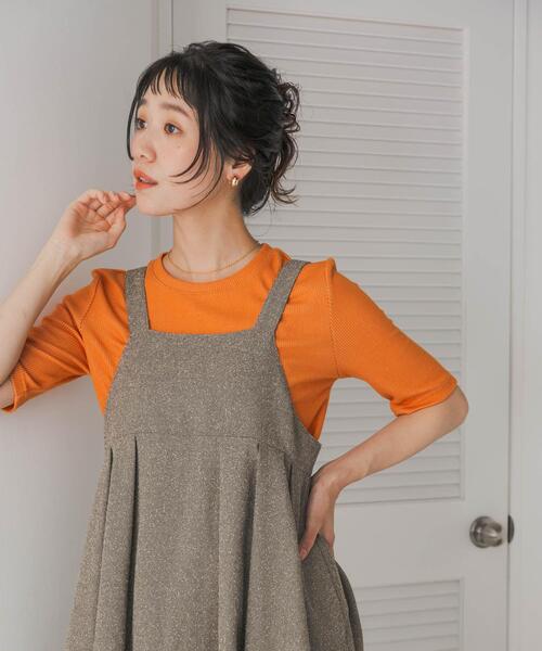 URBAN RESEARCH DOORS(アーバンリサーチドアーズ)の「配色リブ5分袖プルオーバー(Tシャツ/カットソー・レディース・オレンジ/グレー系その他/ブラック・MEDIUM)」の19枚目の写真