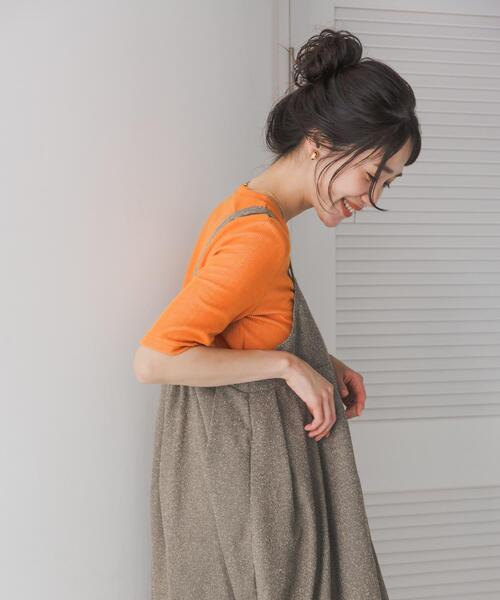 URBAN RESEARCH DOORS(アーバンリサーチドアーズ)の「配色リブ5分袖プルオーバー(Tシャツ/カットソー・レディース・オレンジ/グレー系その他/ブラック・MEDIUM)」の21枚目の写真