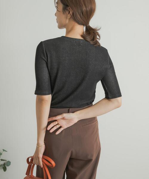 URBAN RESEARCH DOORS(アーバンリサーチドアーズ)の「配色リブ5分袖プルオーバー(Tシャツ/カットソー・レディース・オレンジ/グレー系その他/ブラック・MEDIUM)」の9枚目の写真