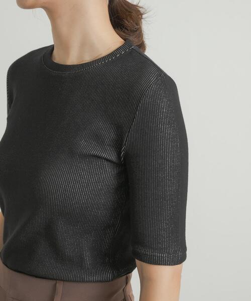 URBAN RESEARCH DOORS(アーバンリサーチドアーズ)の「配色リブ5分袖プルオーバー(Tシャツ/カットソー・レディース・オレンジ/グレー系その他/ブラック・MEDIUM)」の12枚目の写真