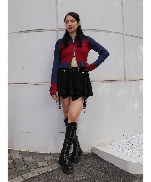 jouetie(ジュエティ)の「ラインハイネックジップニットカーディガン(ニット/セーター・レディース・ブラック/ネイビー/グレー・MEDIUM)」の7枚目の写真