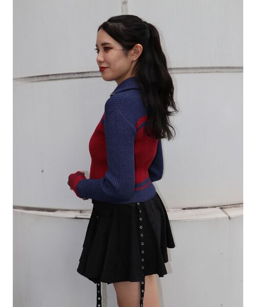 jouetie(ジュエティ)の「ラインハイネックジップニットカーディガン(ニット/セーター・レディース・ブラック/ネイビー/グレー・MEDIUM)」の5枚目の写真