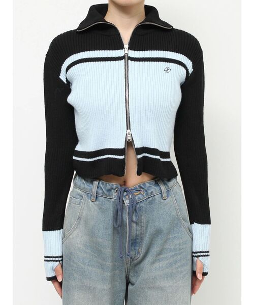 jouetie(ジュエティ)の「ラインハイネックジップニットカーディガン(ニット/セーター・レディース・ブラック/ネイビー/グレー・MEDIUM)」の9枚目の写真