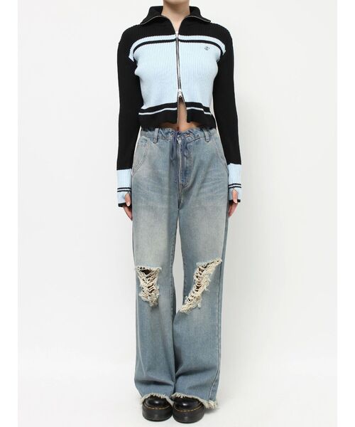 jouetie(ジュエティ)の「ラインハイネックジップニットカーディガン(ニット/セーター・レディース・ブラック/ネイビー/グレー・MEDIUM)」の16枚目の写真