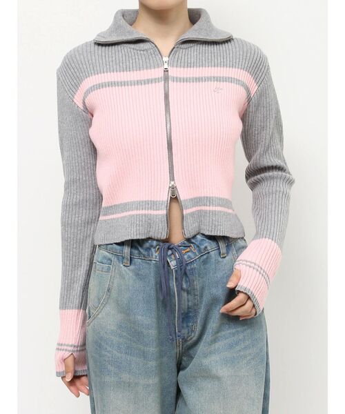 jouetie(ジュエティ)の「ラインハイネックジップニットカーディガン(ニット/セーター・レディース・ブラック/ネイビー/グレー・MEDIUM)」の3枚目の写真