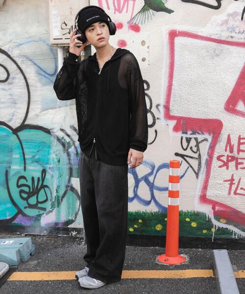 WEGO(ウィゴー)の「WEGO/メッシュニットZIPパーカー(カーディガン/ボレロ・メンズ・アイボリー/ブラック・MEDIUM/LARGE)」の15枚目の写真